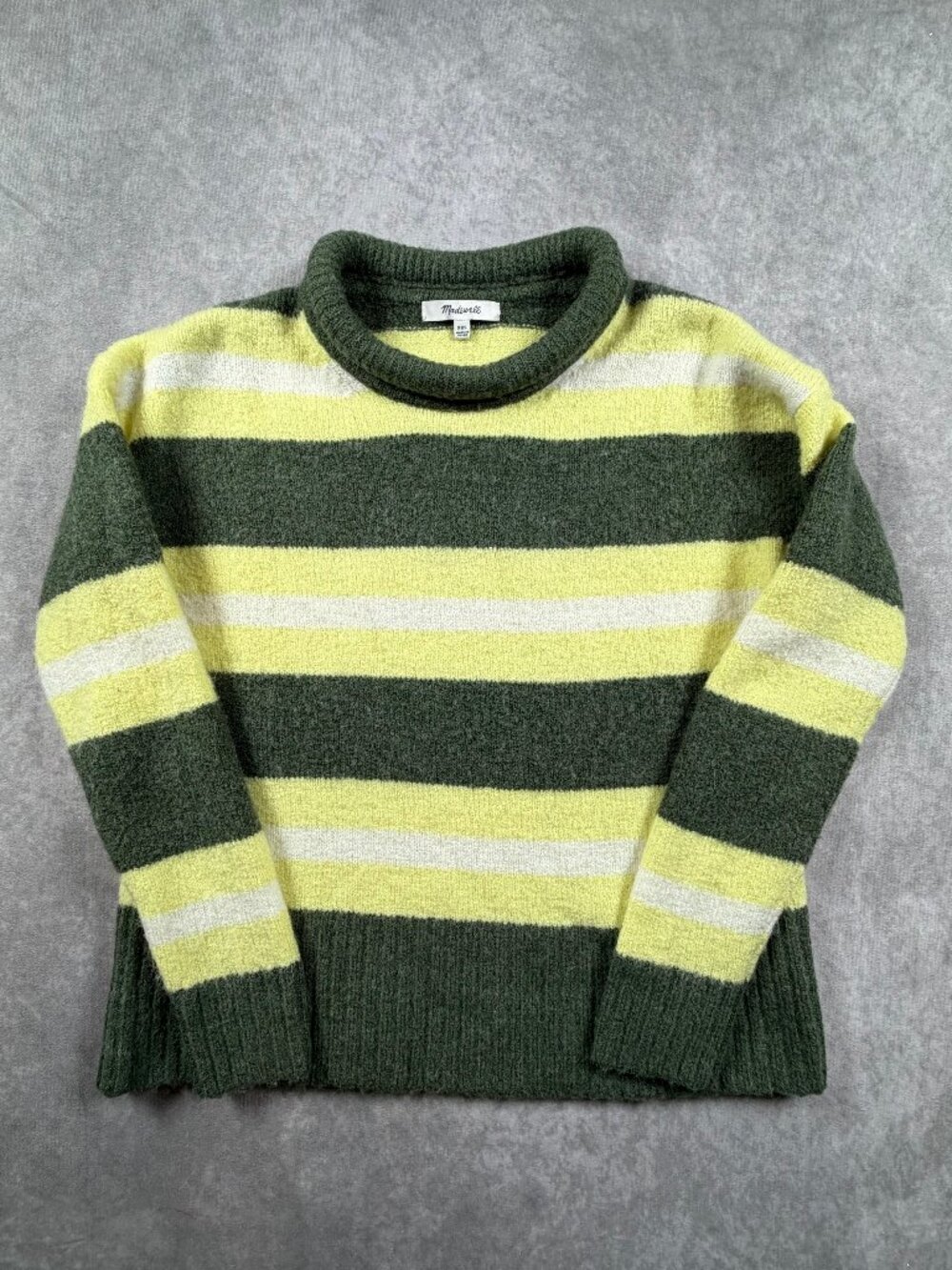 Madewell Womens XXS Sweater Wool Alpaca Blend Green Yellow Striped
